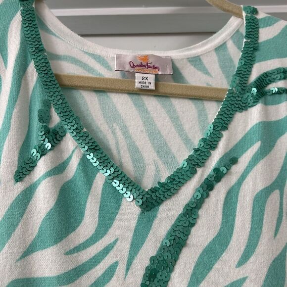 Quaker factory size 2X ladies b neck sequined knit top - Picture 4 of 7